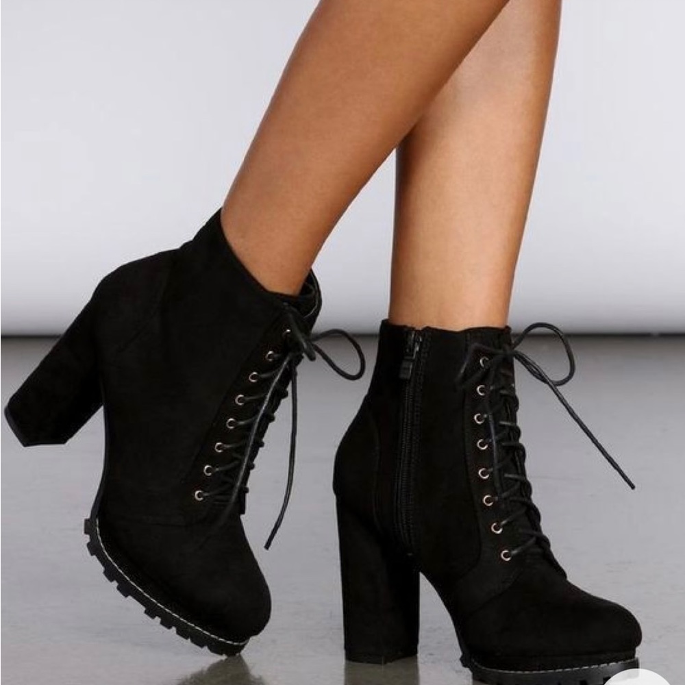 Ankle Platform Suede & Leather Boots